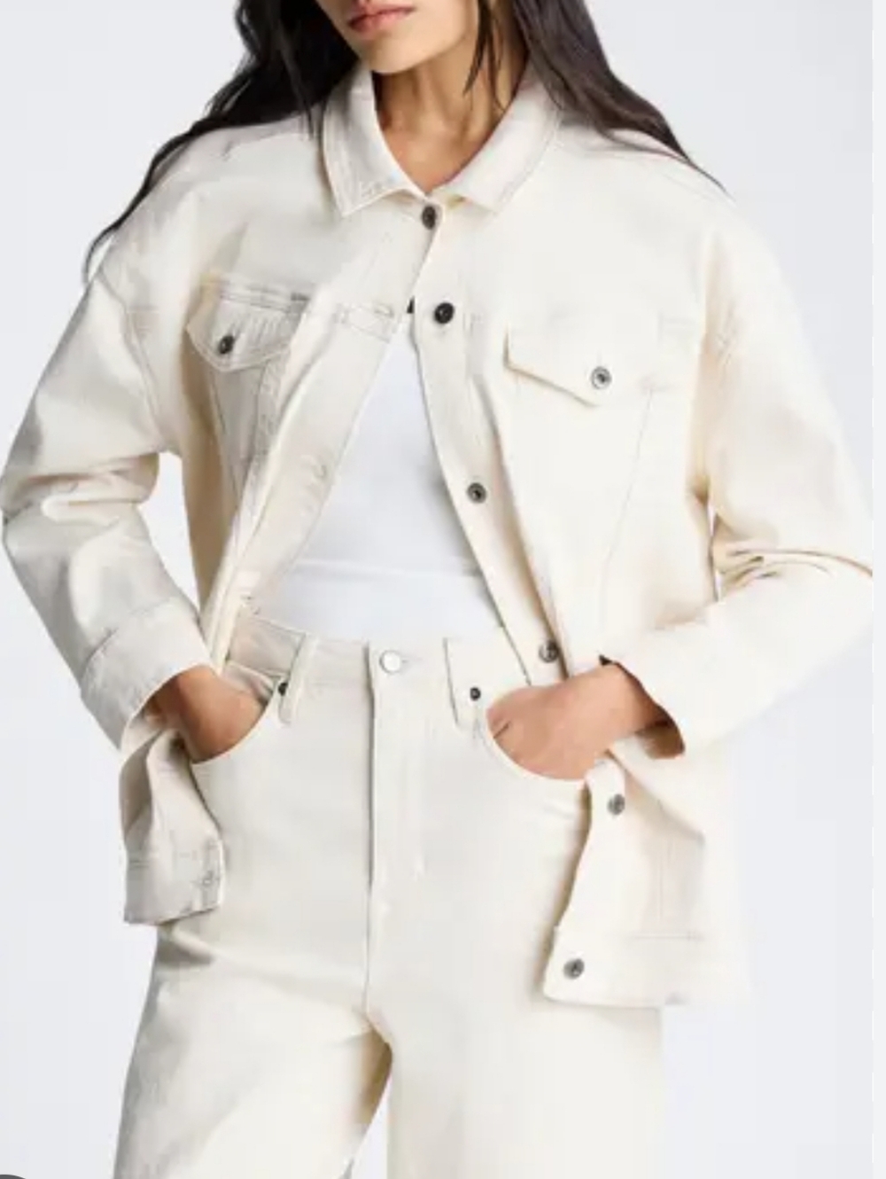 Kenneth Cole Oversized Trucker Jacket New Neutral Ecru Wash